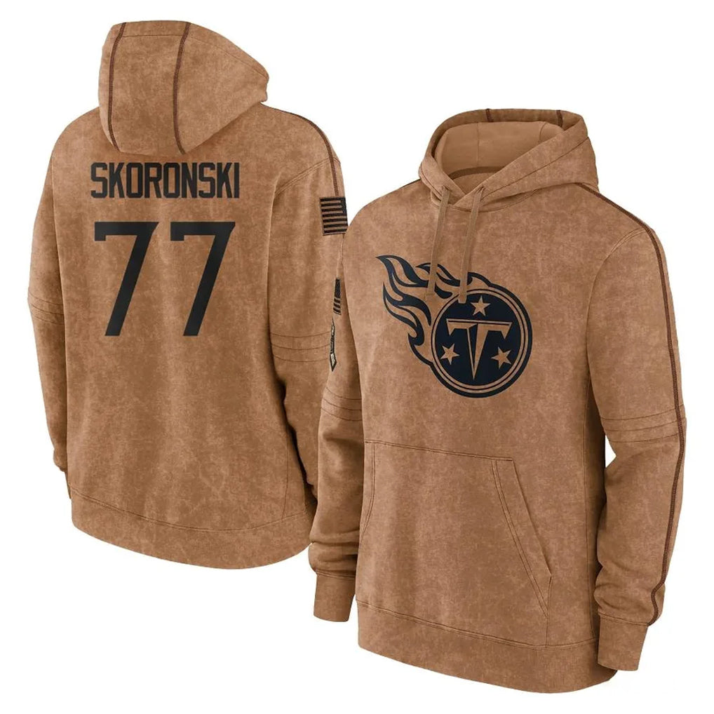 Seanshop T.Titans #77 Peter Skoronski Player Brown Salute To Service Club Pullover Hoodies Home Game Stitched Jerseys