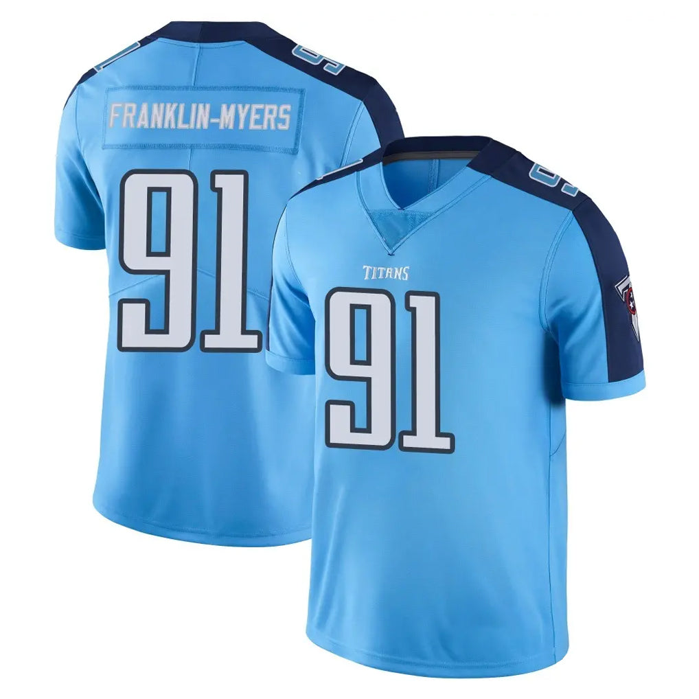 Seanshop T.Titans #91 John Franklin-Myers Player Light Blue Limited Color Rush Home Game Stitched Jerseys