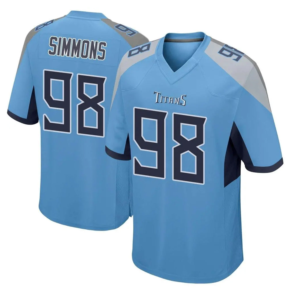 Seanshop T.Titans #98 Jeffery Simmons Player Light Blue Home Game Stitched Jerseys