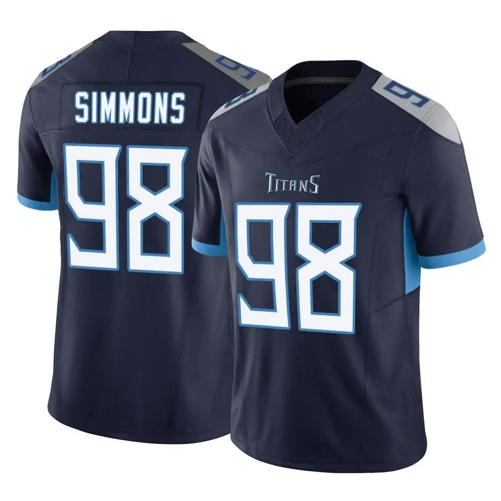 Seanshop T.Titans #98 Jeffery Simmons Player Navy Limited Vapor F.U.S.E. Home Game Stitched Jerseys