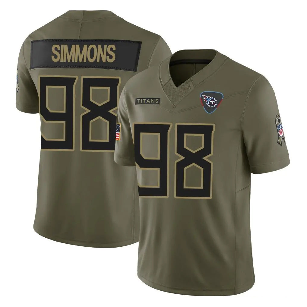 Seanshop T.Titans #98 Jeffery Simmons Player Olive Limited 2025 Salute to Service Home Game Stitched Jerseys