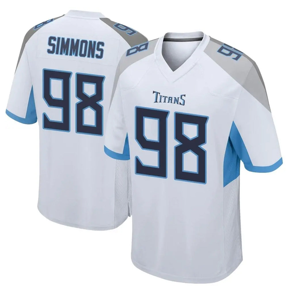 Seanshop T.Titans #98 Jeffery Simmons Player White Home Game Stitched Jerseys