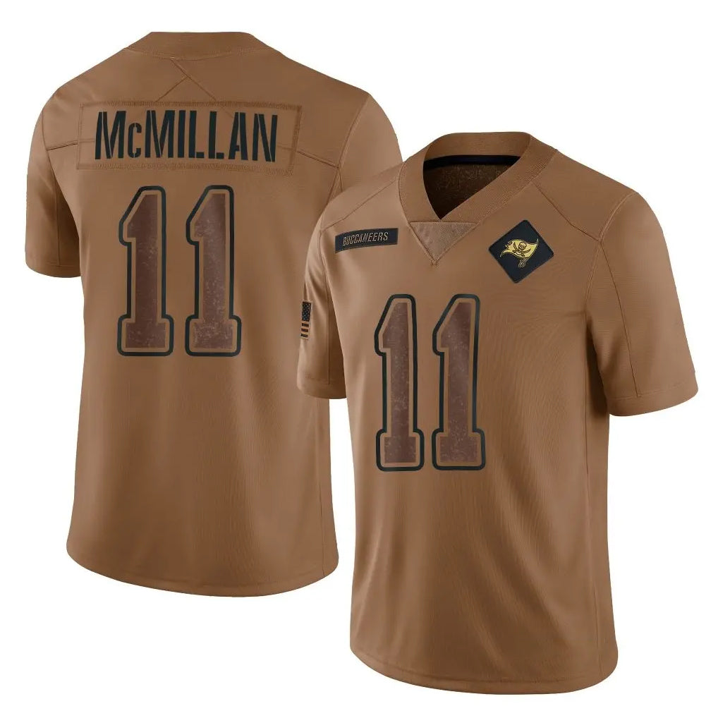 Seanshop TB.Buccaneers #11 Jalen McMillan Player Brown Limited Salute To Service Home Game Stitched Jerseys