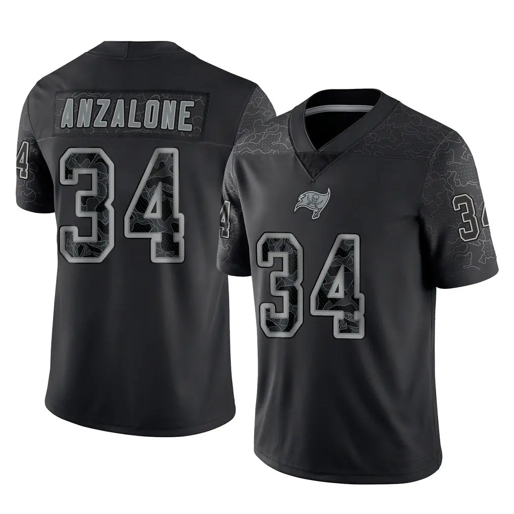 Seanshop TB.Buccaneers #34 Alex Anzalone Player Black Reflective Limited Home Game Stitched Jerseys