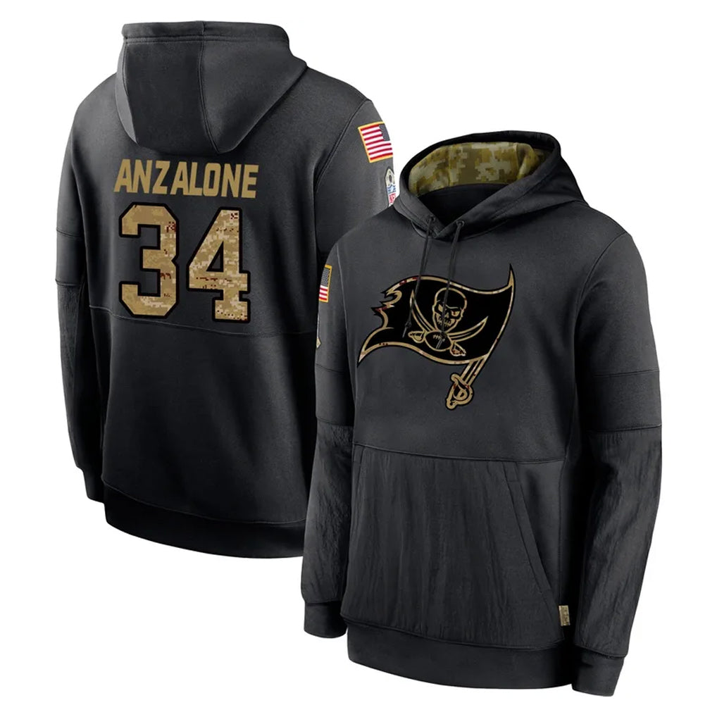 Seanshop TB.Buccaneers #34 Alex Anzalone Player Black Salute to Service Sideline Performance Pullover Hoodies Home Game Stitched Jerseys