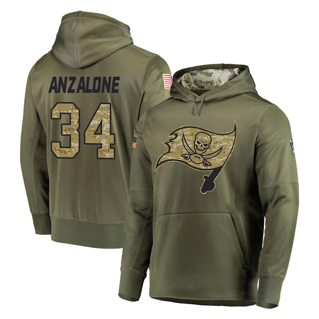 Seanshop TB.Buccaneers #34 Alex Anzalone Player Olive Salute to Service Pullover Hoodie Home Game Stitched Jerseys