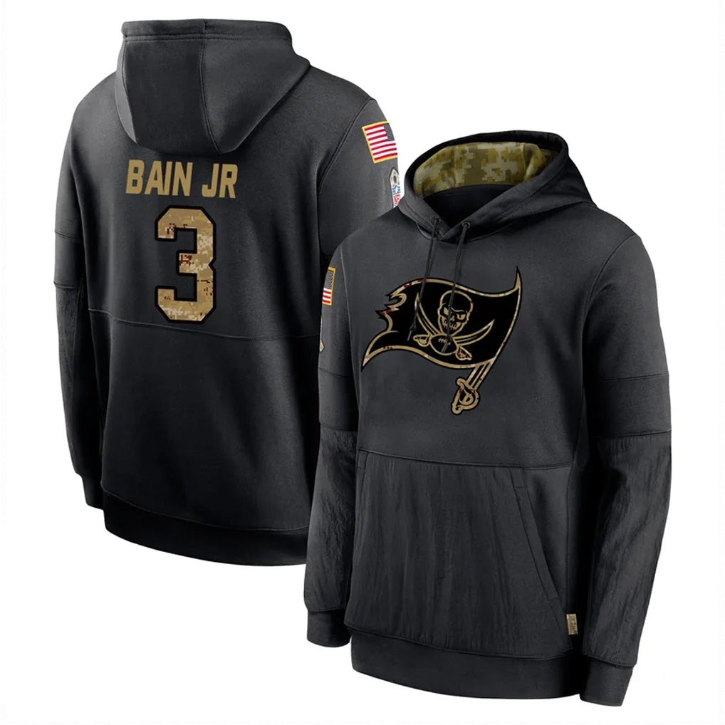 Seanshop TB.Buccaneers #3 Rueben Bain Jr. Player Black Salute to Service Sideline Performance Pullover Hoodies Home Game Stitched Jerseys