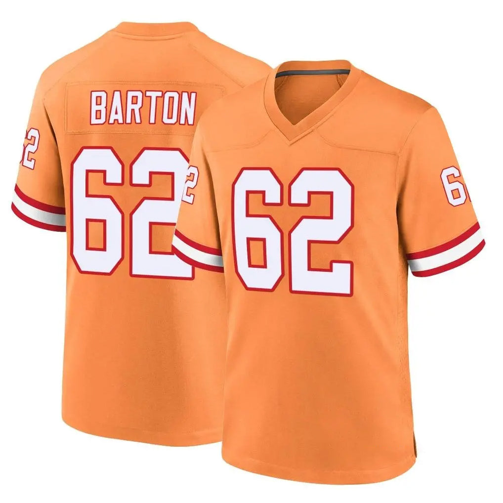 Seanshop TB.Buccaneers #62 Graham Barton Player Orange Throwback Home Game Stitched Jerseys