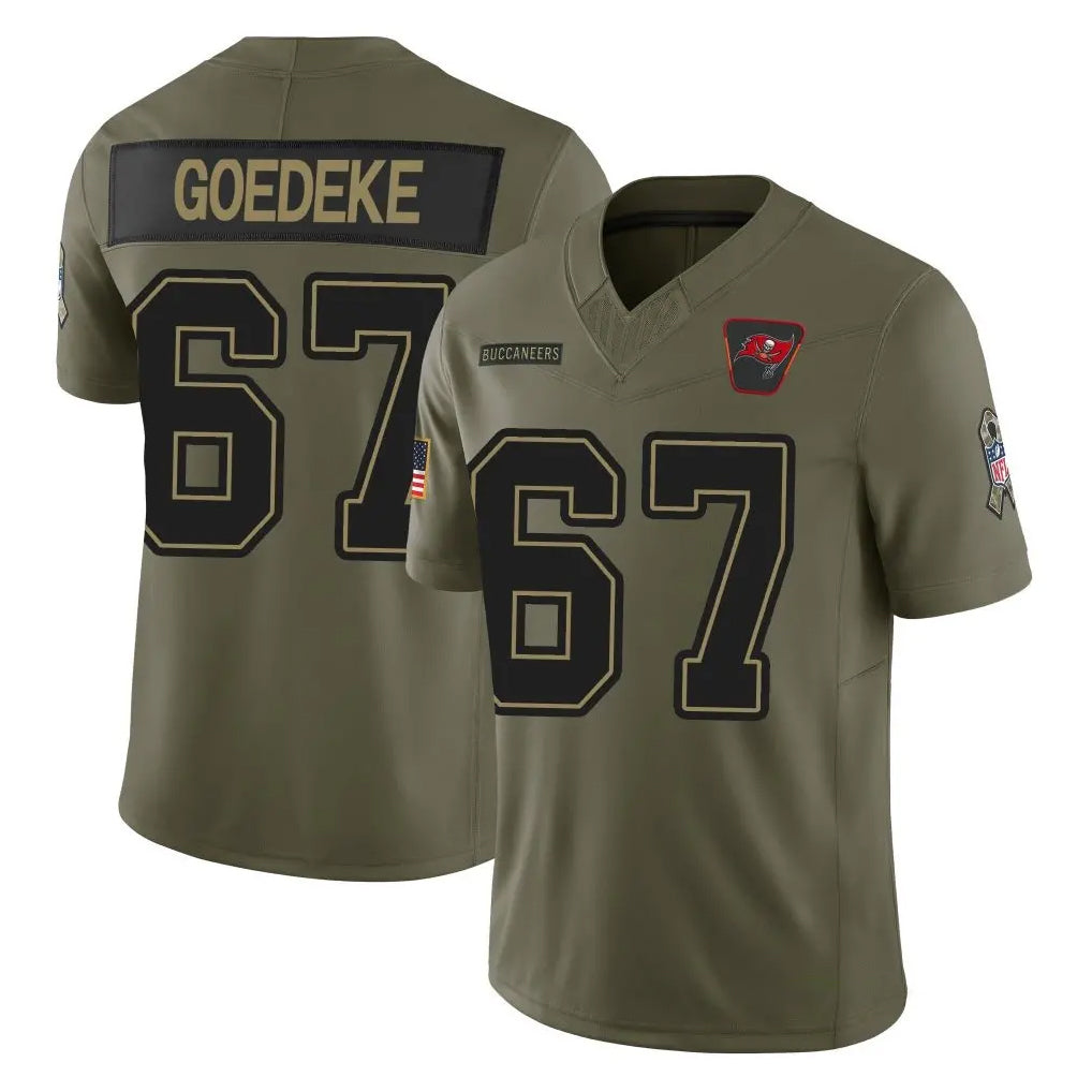 Seanshop TB.Buccaneers #67 Luke Goedeke Player Olive 2025 Salute To Service Limited Home Game Stitched Jerseys