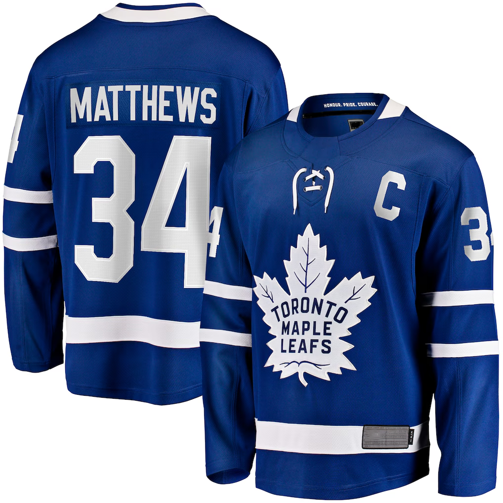 Seanshop TM.Leafs #34 Auston Matthews Blue Captain Patch Home Breakaway Player Jerseys