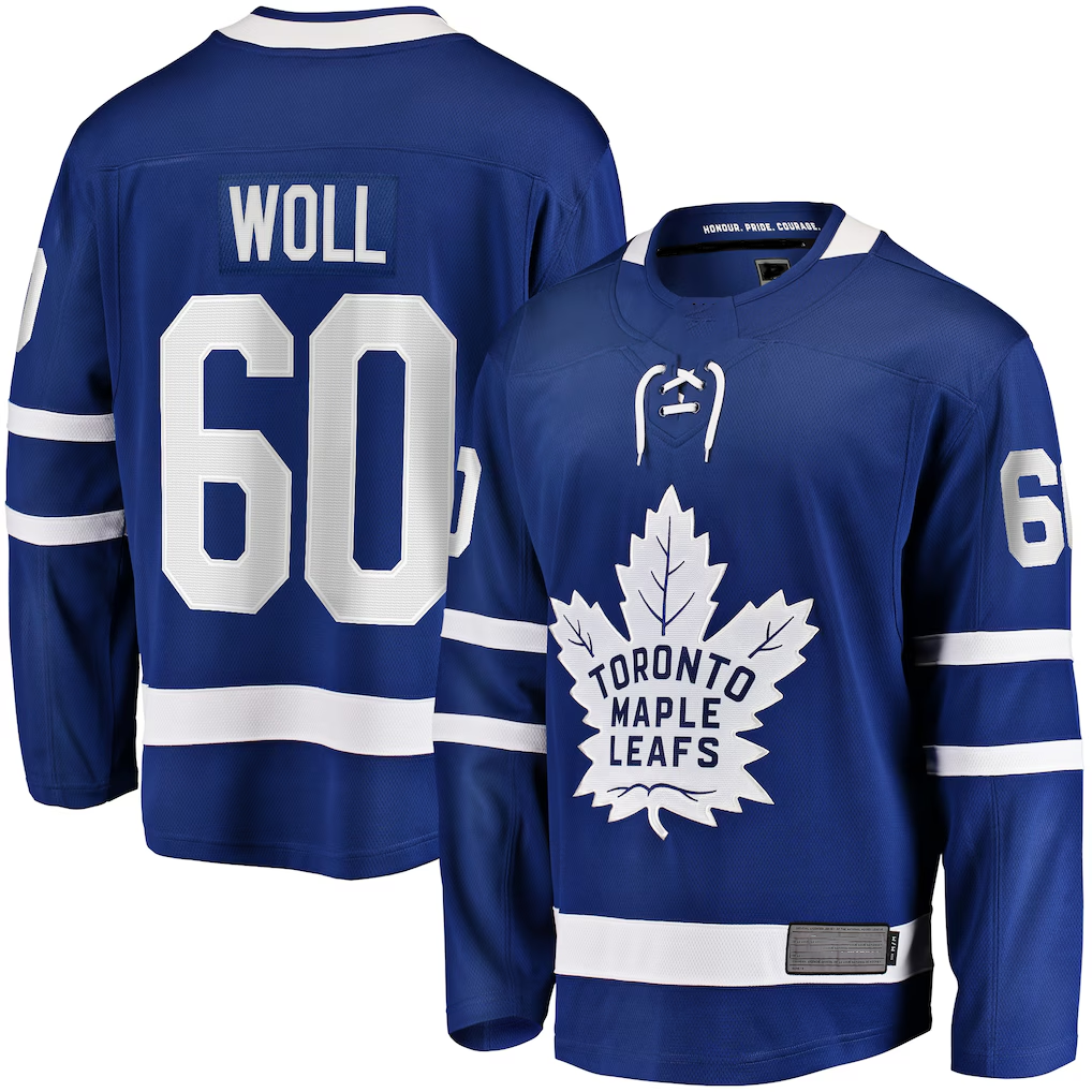 Seanshop TM.Leafs #60 Joseph Woll Blue Home Premier Breakaway Player Jerseys