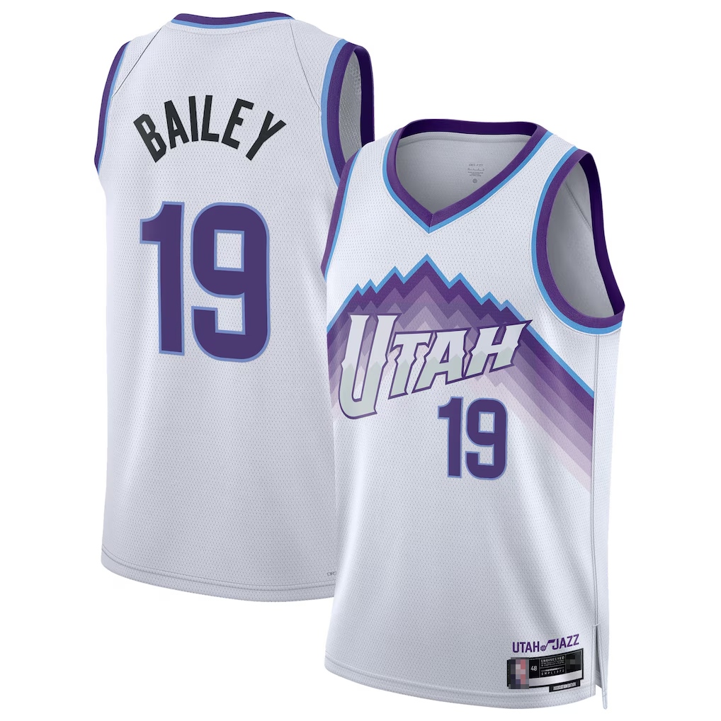 Seanshop U.Jazz #19 Ace Bailey White Swingman Jerseys- Association Edition