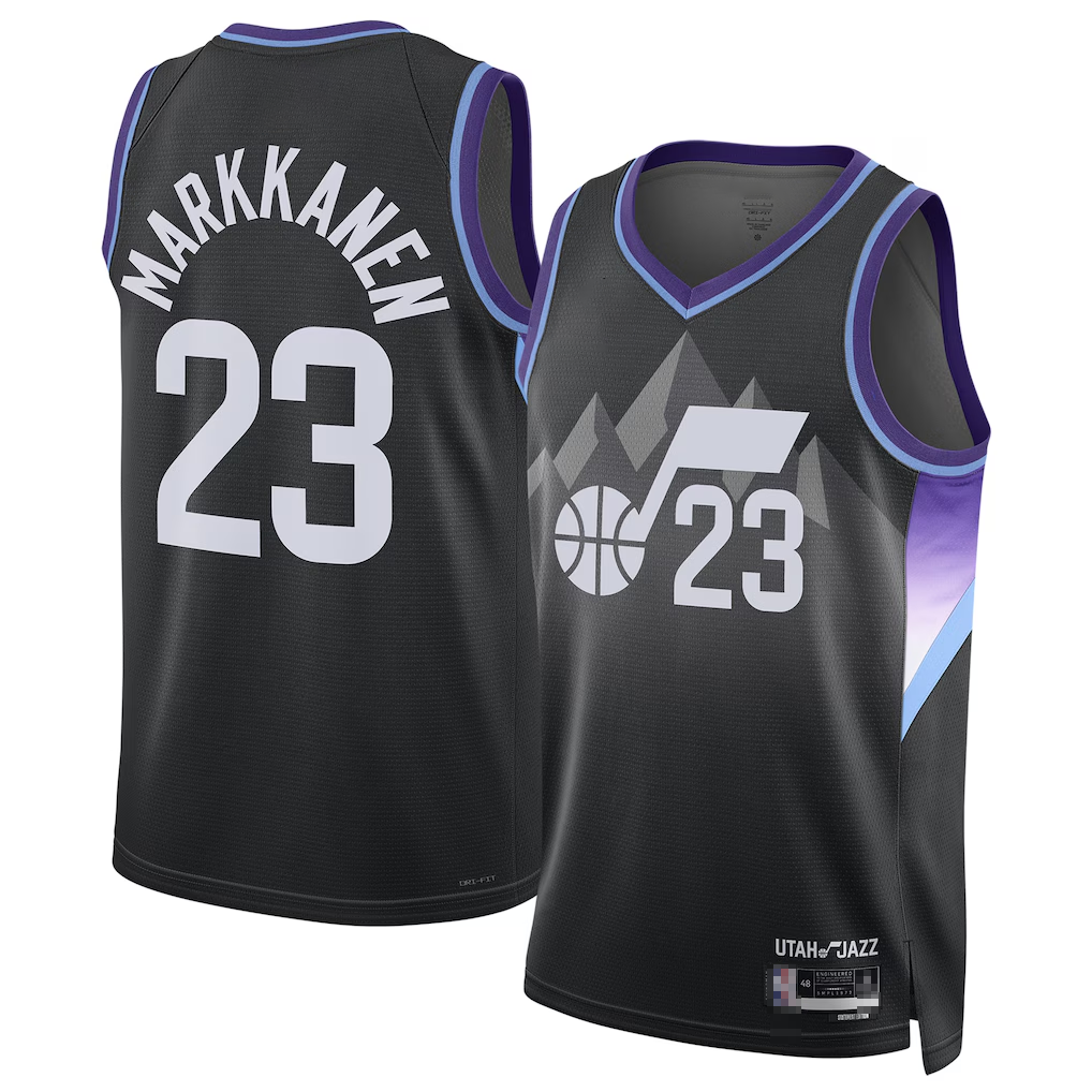 Seanshop U.Jazz #23 Lauri Markkanen Black 202425 Swingman Jerseys - Statement Edition