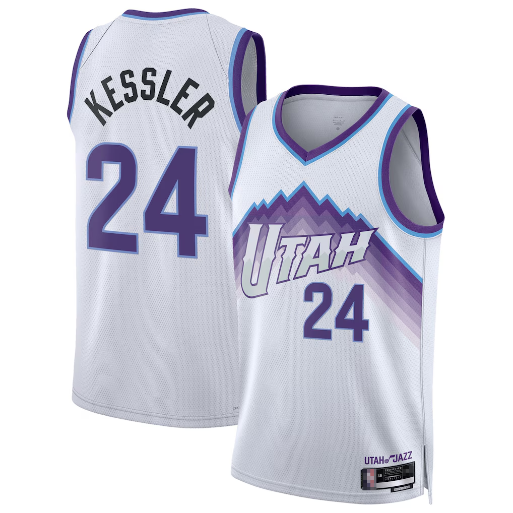 Seanshop U.Jazz #24 Walker Kessler White Swingman Jerseys - Association Editio
