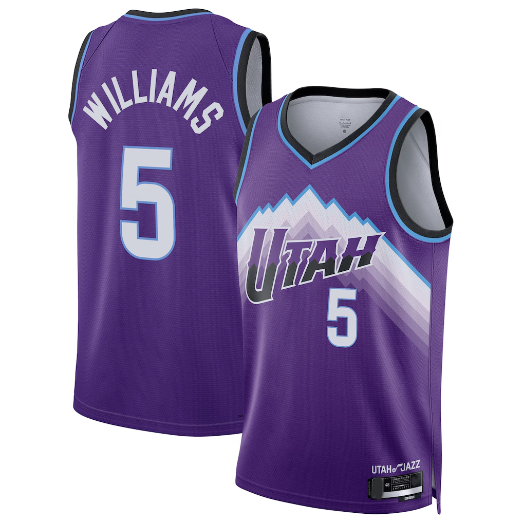 Seanshop U.Jazz #5 Cody Williams Purple Swingman Jerseys - Icon Edition