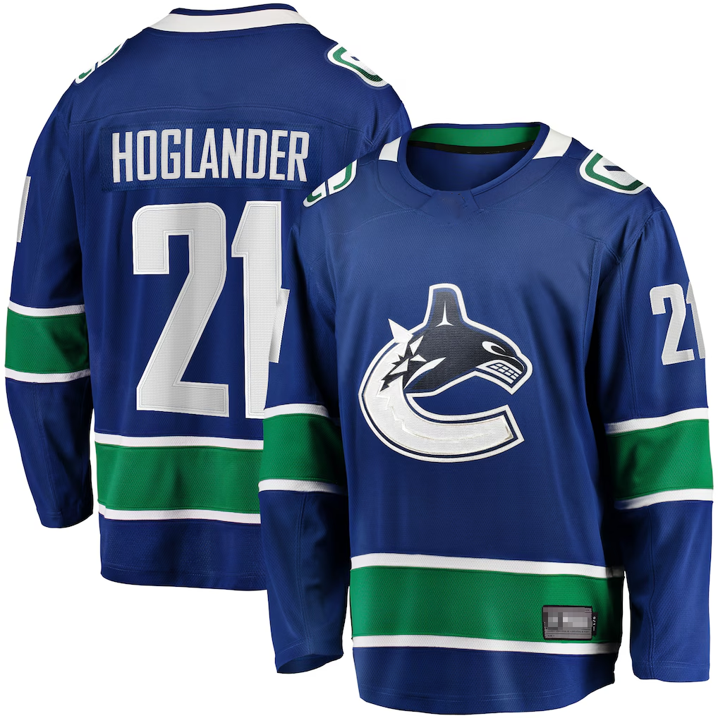 Seanshop V.Canucks #21 Nils Hoglander Blue Home Premier Breakaway Player Jerseys