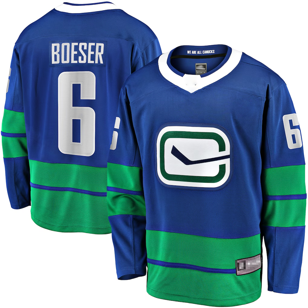 Seanshop V.Canucks #6 Brock Boeser Blue Breakaway Jerseys