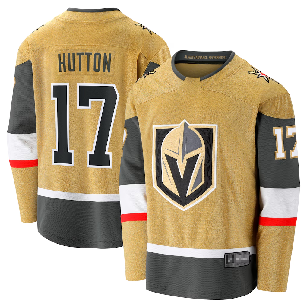 Seanshop VG.Knights #17 Ben Hutton Gold Home Premier Breakaway Player Jerseys