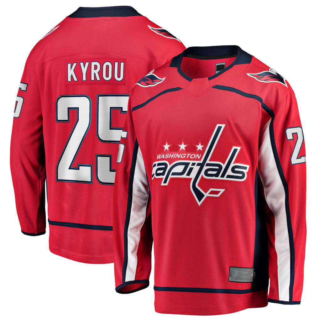 Seanshop W.Capitals #25 Jordan Kyrou Red Home Breakaway Jerseys