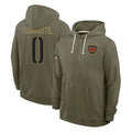 Seanshop W.Commanders #0 Mike Sainristil Player Olive Salute to Service Pullover Hoodies Limited Home Stitched Jerseys