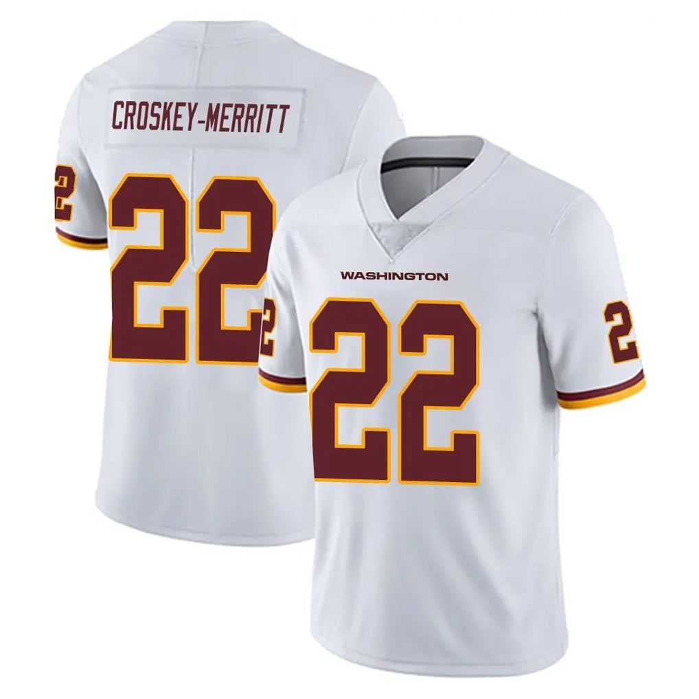 Seanshop W.Commanders #22 Jacory Croskey-Merritt Player White Limited Vapor Untouchable Home Game Stitched Jerseys