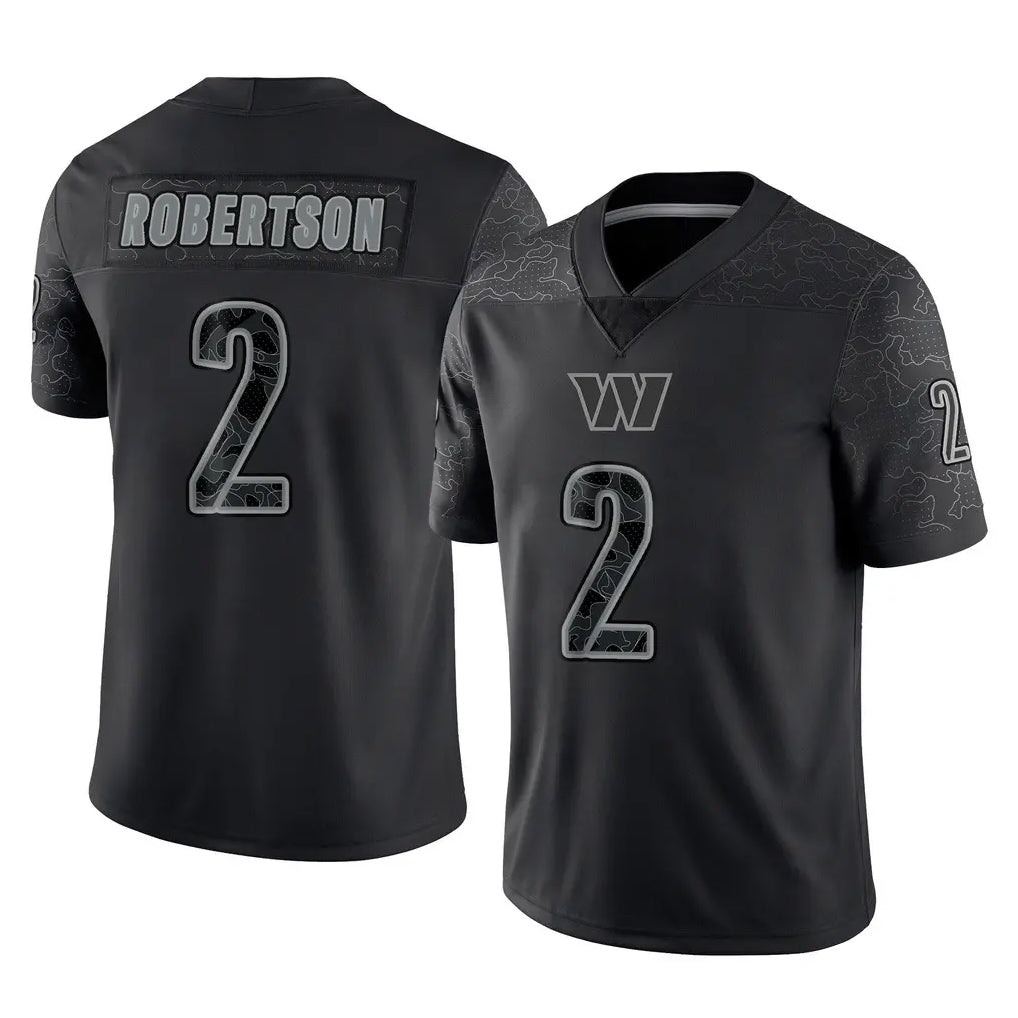 Seanshop W.Commanders #2 Amik Robertson Player Black Limited Reflective Home Game Stitched Jerseys