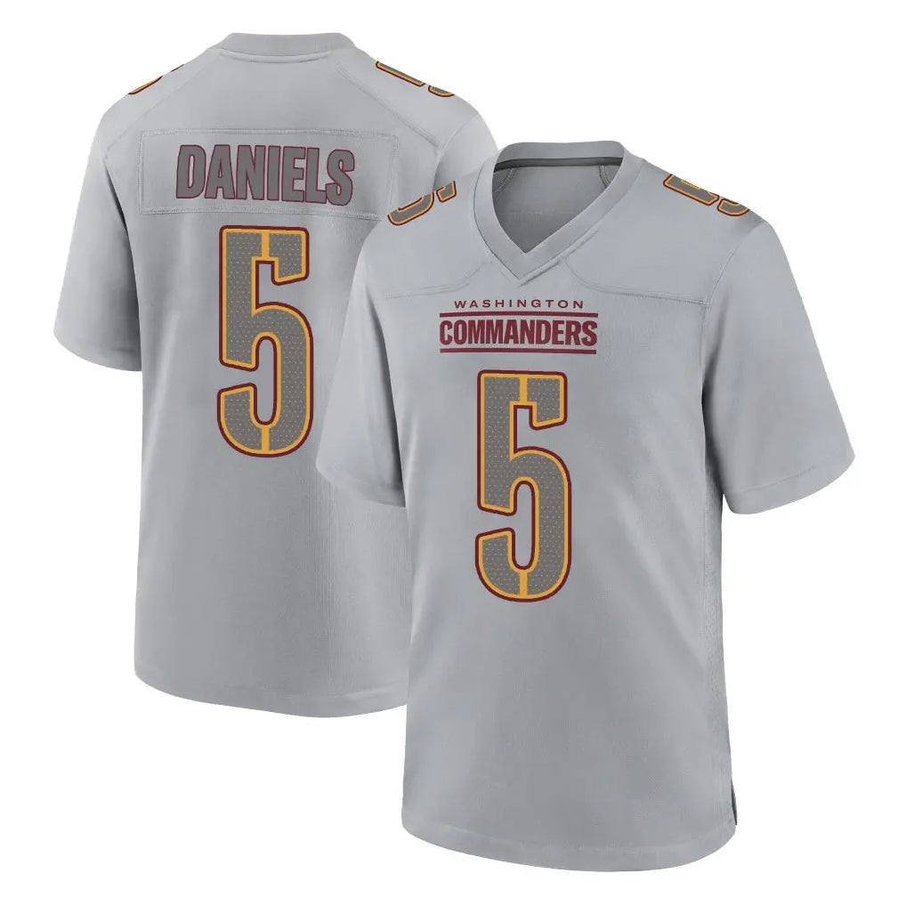 Seanshop W.Commanders #5 Jayden Daniels Player Gray Atmosphere Fashion Home Game Stitched Jerseys