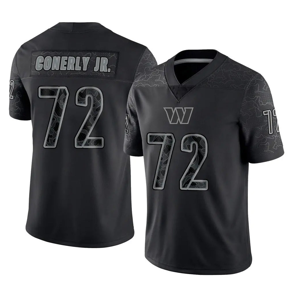 Seanshop W.Commanders #72 Josh Conerly Jr. Player Black Limited Reflective Home Game Stitched Jerseys