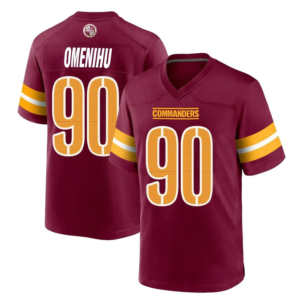 Seanshop W.Commanders #90 Charles Omenihu Player Burgundy Home Game Stitched Jerseys