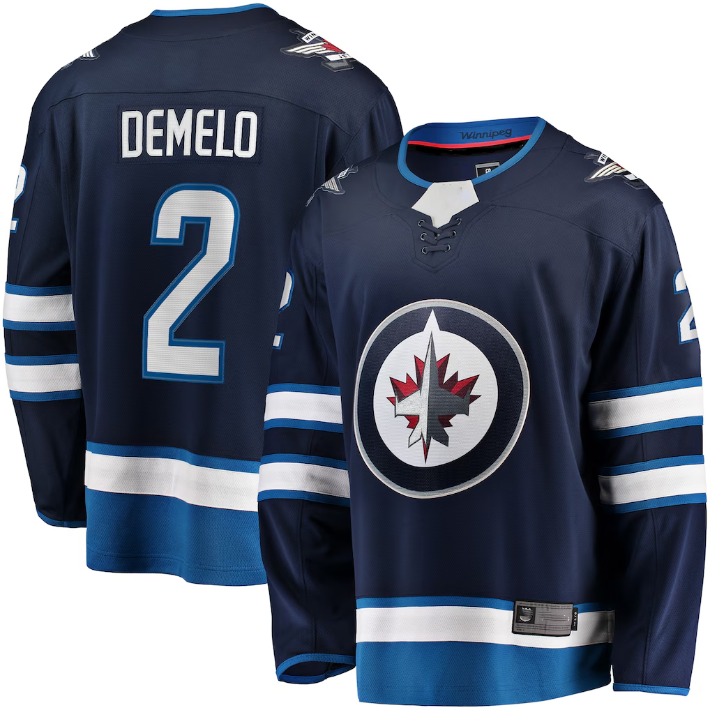 Seanshop W.Jets #2 Dylan DeMelo Navy Breakaway Player Jerseys