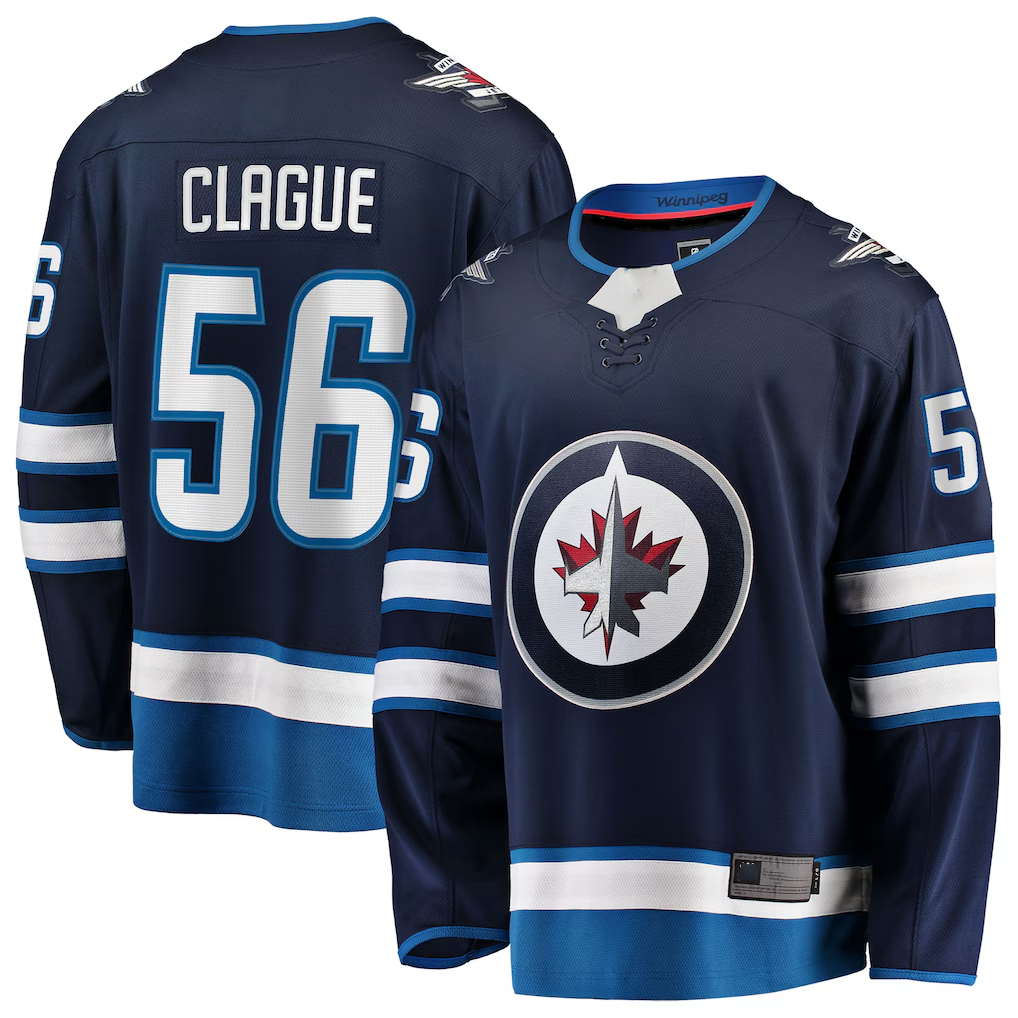 Seanshop W.Jets #56 Kale Clague Navy Home Breakaway Jerseys