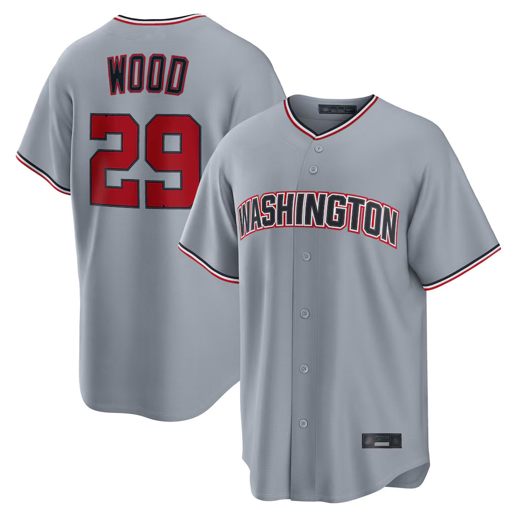 Seanshop  W.Nationals #29 James Wood Player Gray Road Replica Stitched Jerseys