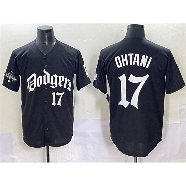 seanshop Los Angeles Dodgers #17 Shohei Ohtani Black  2025 LA Gothic Style With 2024 World Series Champions Patch Vapor Premier Limited Stitched Jersey