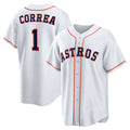 seanshop Houston Astros #1 Carlos Correa White  Home Replica Jersey