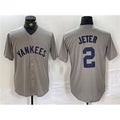 seanshop  New York Yankees #2 Derek Jeter Gray  Cool Base Stitched Jersey