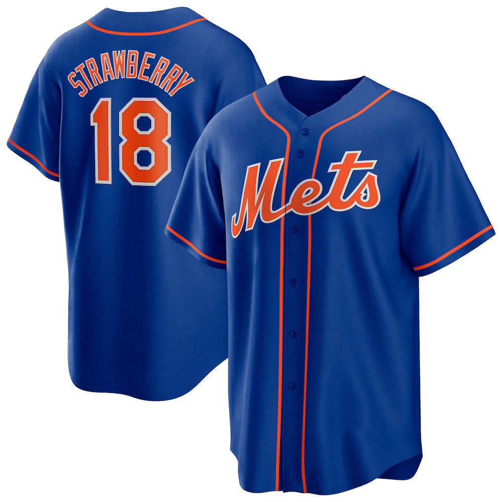seanshop  New York Mets #18 Darryl Strawberry Royal  Alternate Replica Player Jersey