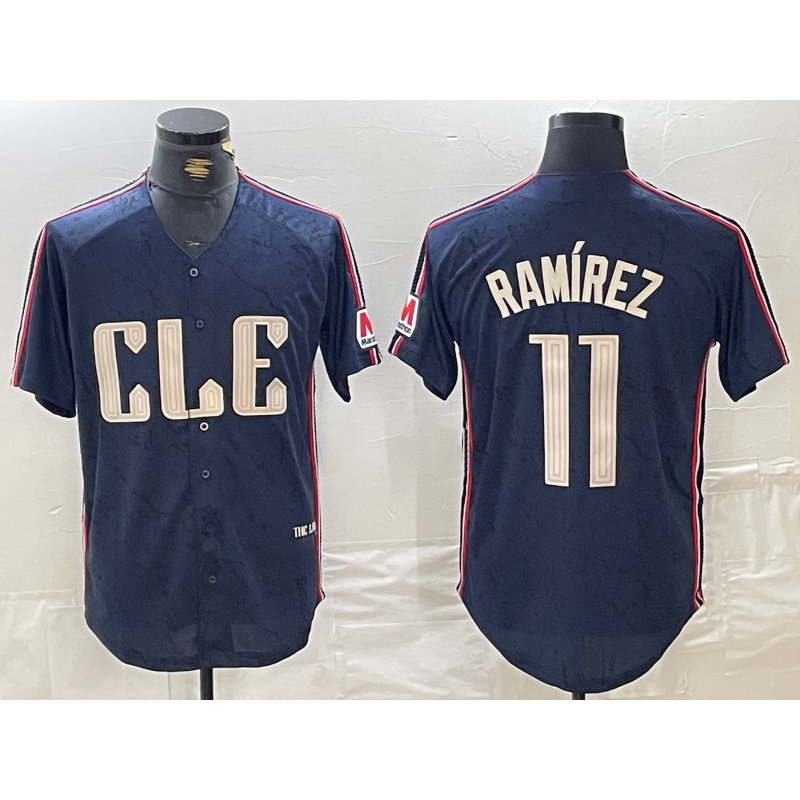 seanshop  Cleveland Guardians #11 Jose Ramirez Navy  2024 City Connect Limited Stitched Jersey