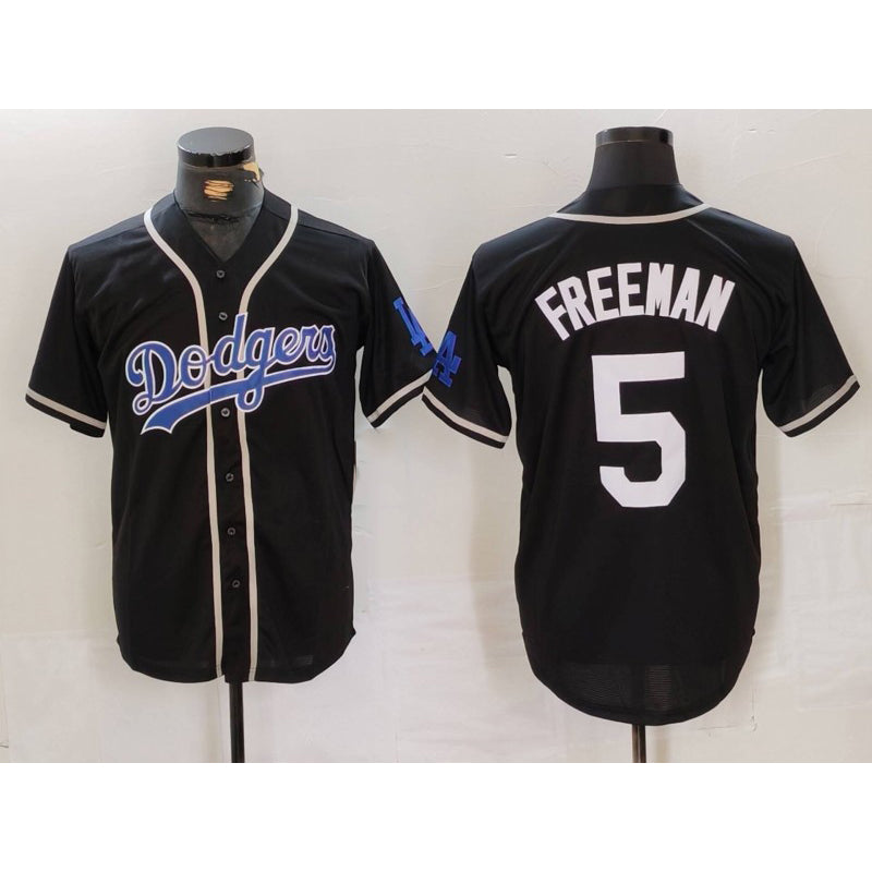 seanshop Los Angeles Dodgers #5 Freddie Freeman Black  Cool Base With Patch Stitched Jersey