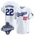 seanshop Los Angeles Dodgers #22 Clayton Kershaw White  2025 Champions Stitched Jersey