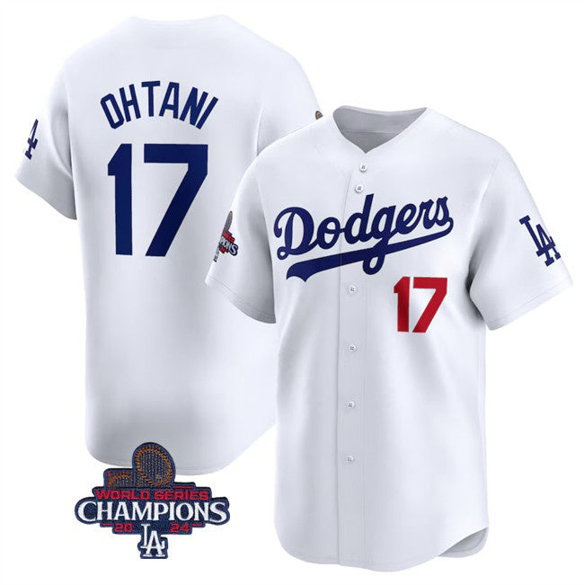 seanshop Los Angeles Dodgers #17 Shohei Ohtani White  2024 World Series Champions Home Limited Stitched Jersey
