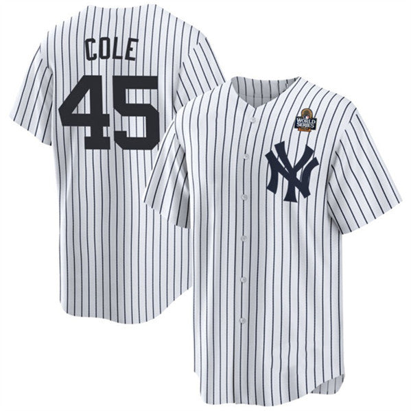 seanshop  New York Yankees #45 Gerrit Cole White  2024 World Series With Name Cool Base Stitched Jersey