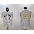 seanshop  New York Yankees #2 Derek Jeter White  Pinstripe Without Name Fashion Cool Base Jerseys