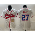 seanshop Atlanta Braves #27 Austin Riley Number White  Cool Base With Patch Stitched Jersey