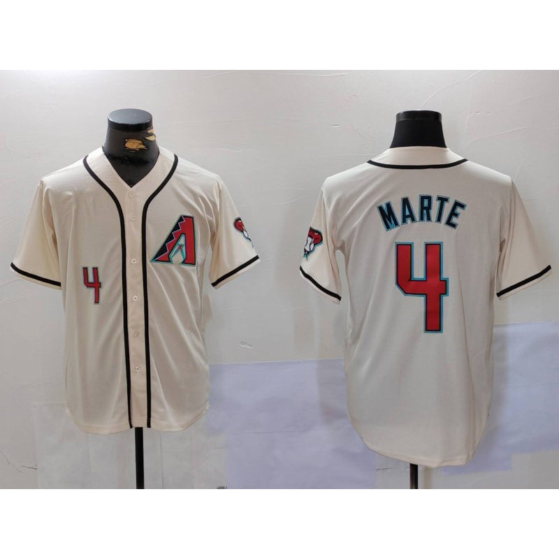 seanshop  Arizona Diamondback #4 Ketel Marte Number Cream  Cool Base Limited Stitched Jersey