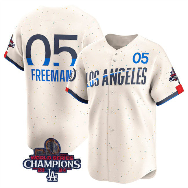seanshop Los Angeles Dodgers #5 Freddie Freeman Cream  2024 World Series Champions City Connect Limited Stitched Jersey