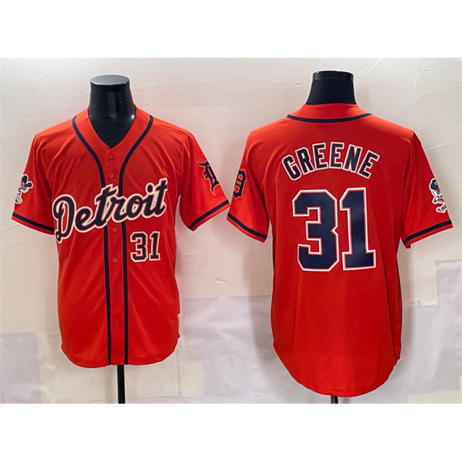 seanshop Detroit Tigers #31 Riley Greene Orange  With Patch Vapor Premier Limited Stitched Jersey