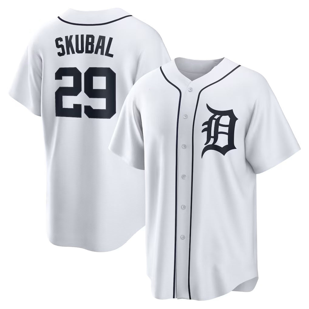 seanshop Detroit Tigers #29 Tarik Skubal  White Home Replica Jersey