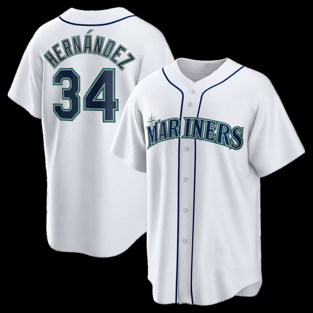 seanshop  Seattle Mariners #34 Felix Hernandez White  Home Retired Player Replica Jersey