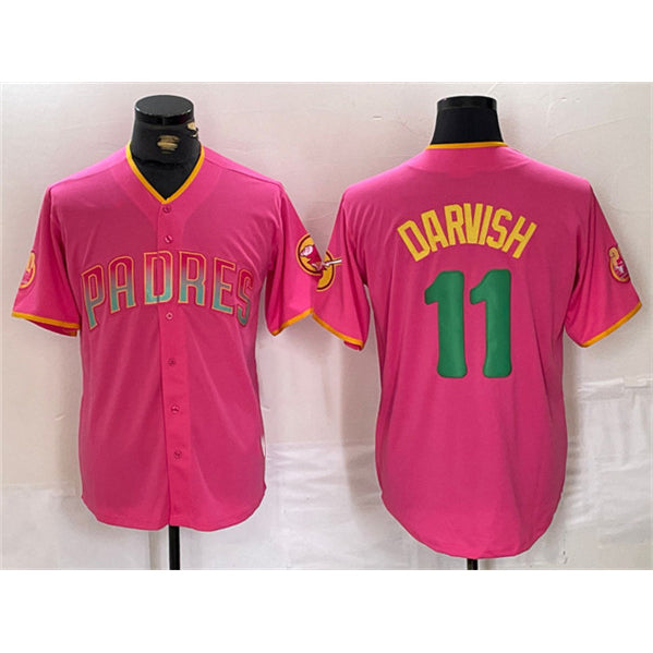 seanshop  San Diego Padres #11 Yu Darvish Pink  Cool Base Stitched Jersey