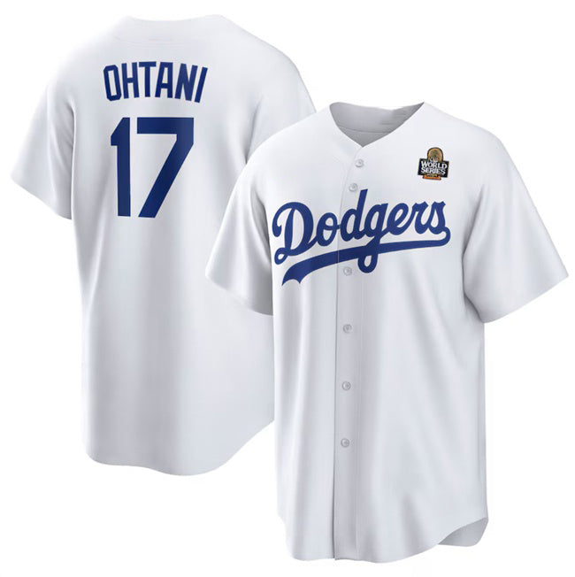 seanshop Los Angeles Dodgers #17 Shohei Ohtani White  2024 World Series Cool Base Stitched Jersey